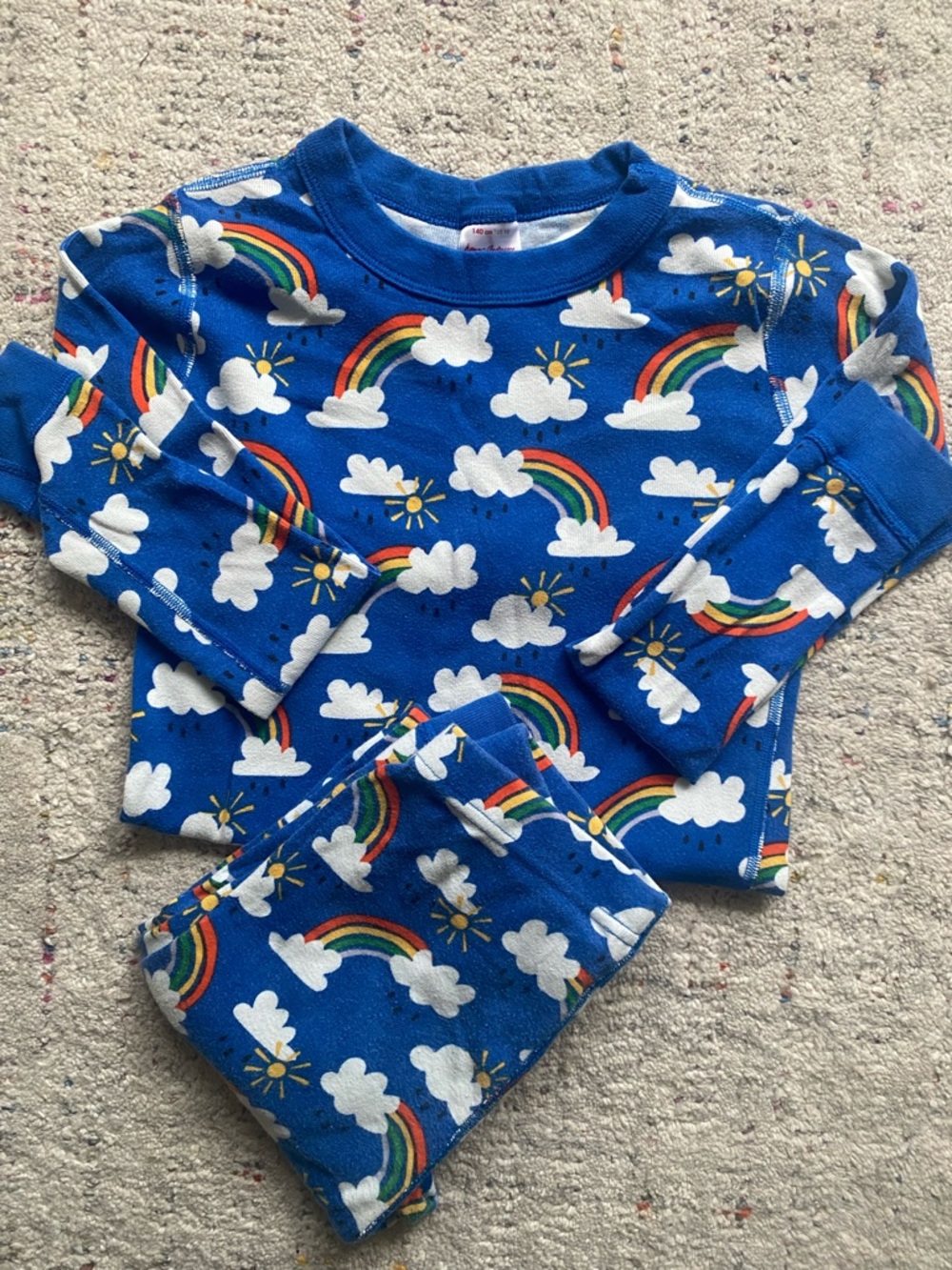 Hanna Andersson blue long sleeve rainbow pajamas size 10 unisex